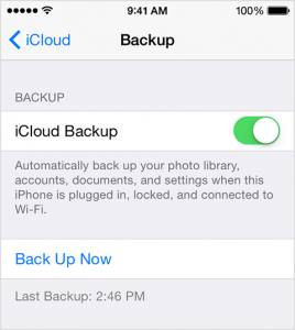 iOS 8 FAQ iCloud Back up